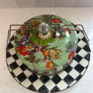 Mackenzie Childs Green Flower Market Cake Carrier